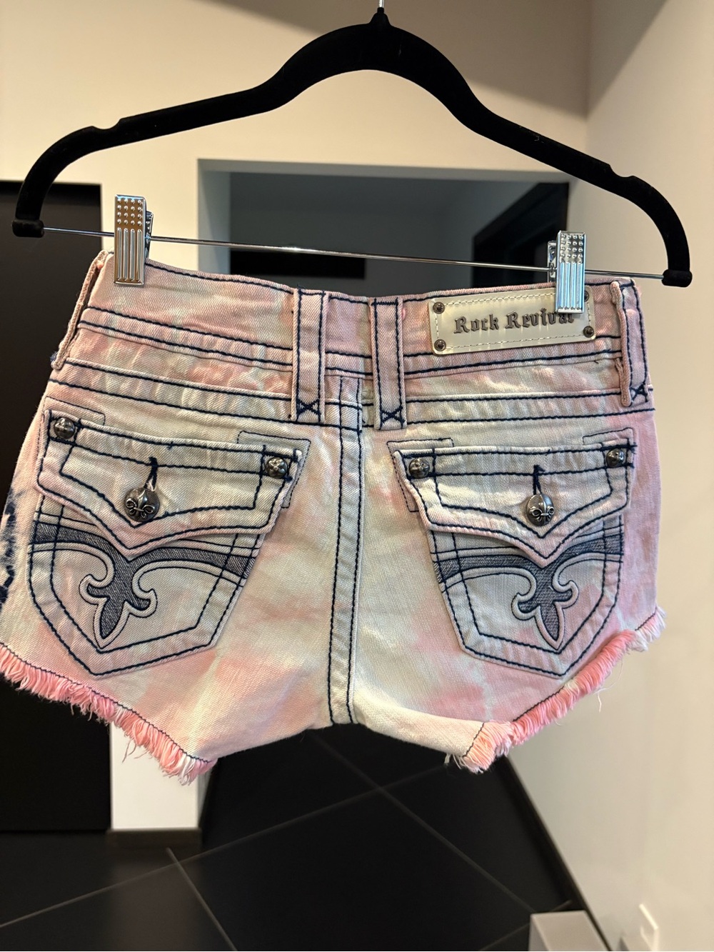 Rock Revival Pastel Pink & Cream Tie-Dye Denim Shorts